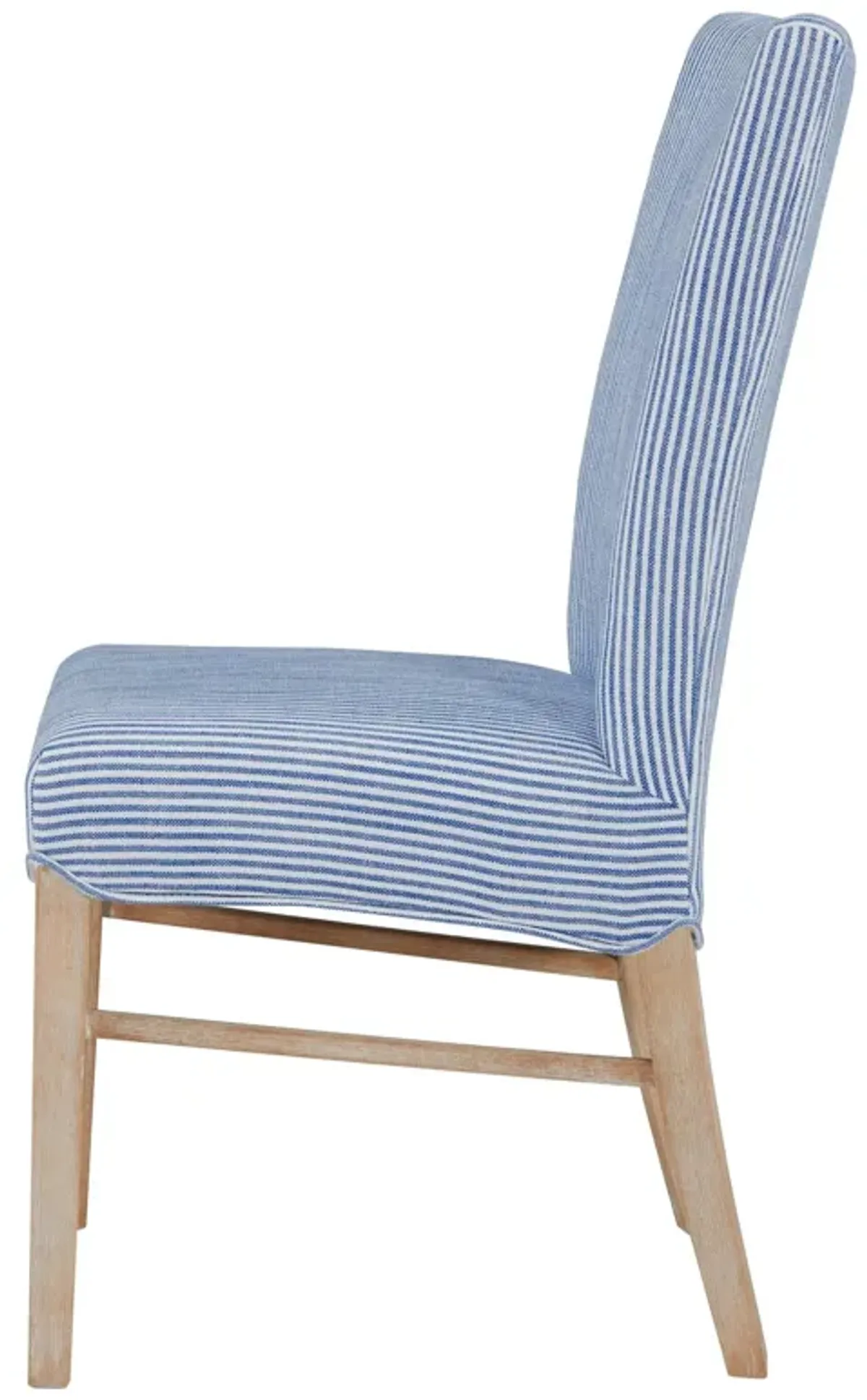 Milton Fabric Dining Side Chair NWO Legs, Blue Stripes (Set of 2)