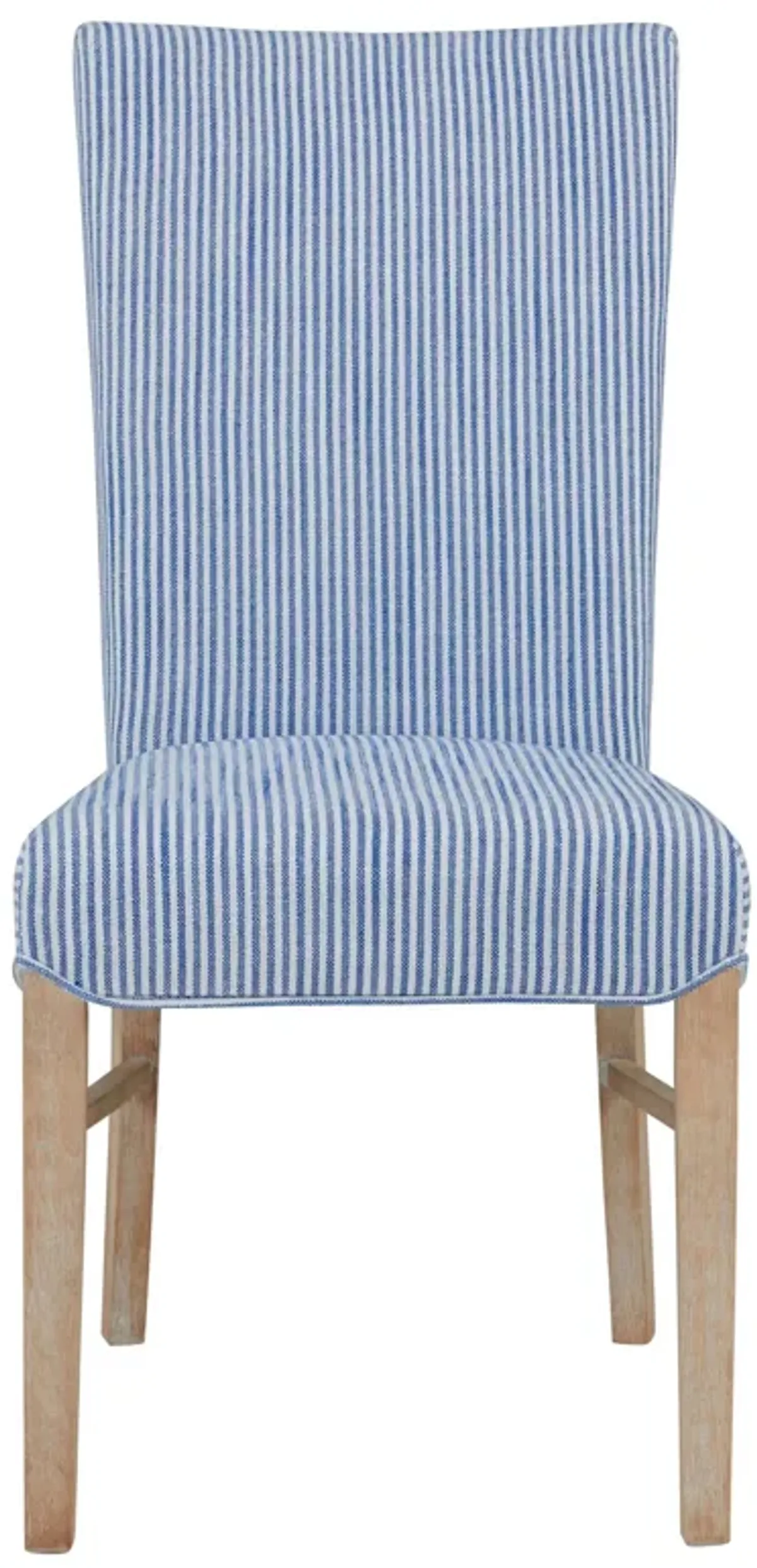 Milton Fabric Dining Side Chair NWO Legs, Blue Stripes (Set of 2)