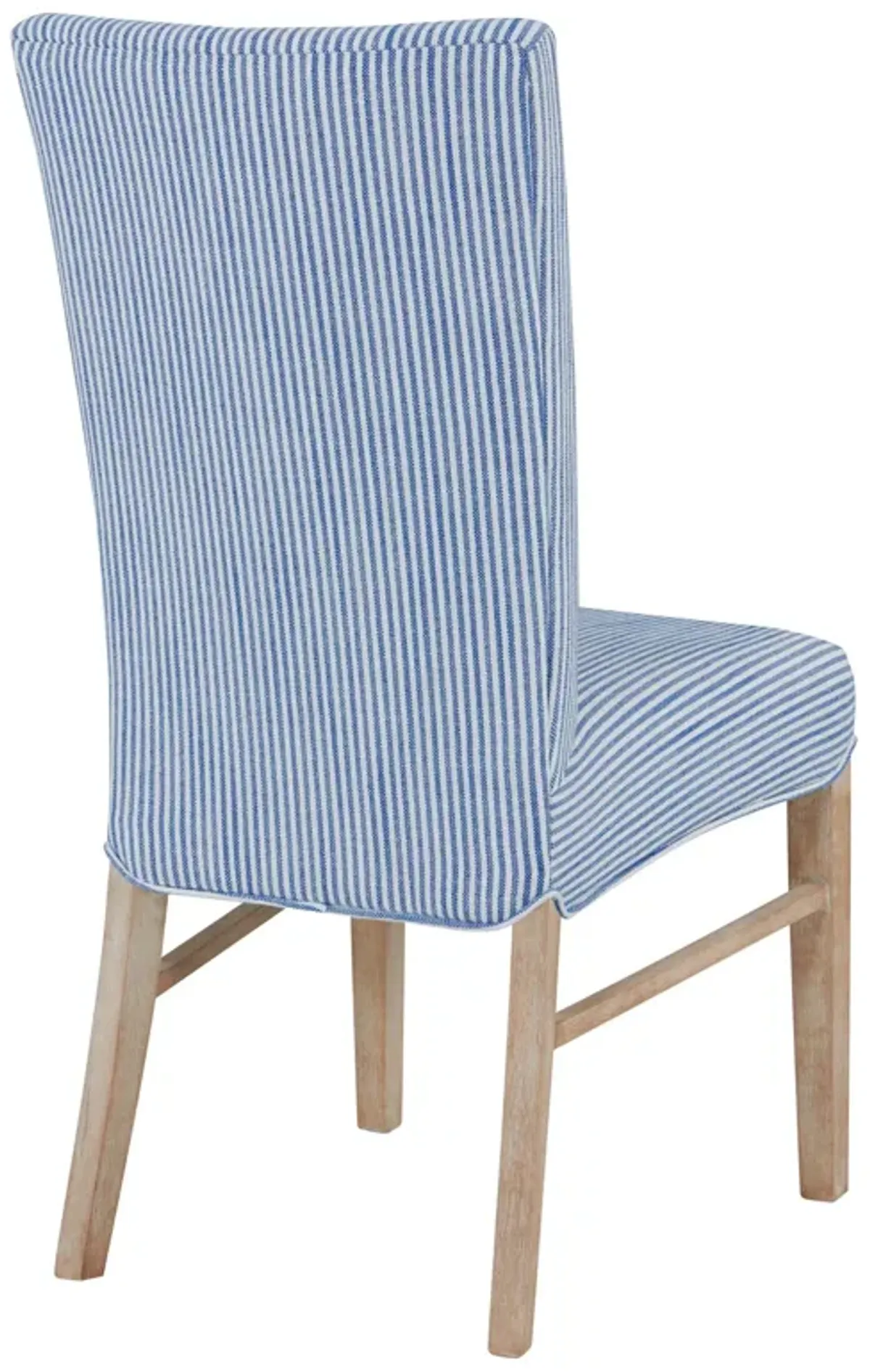 Milton Fabric Dining Side Chair NWO Legs, Blue Stripes (Set of 2)