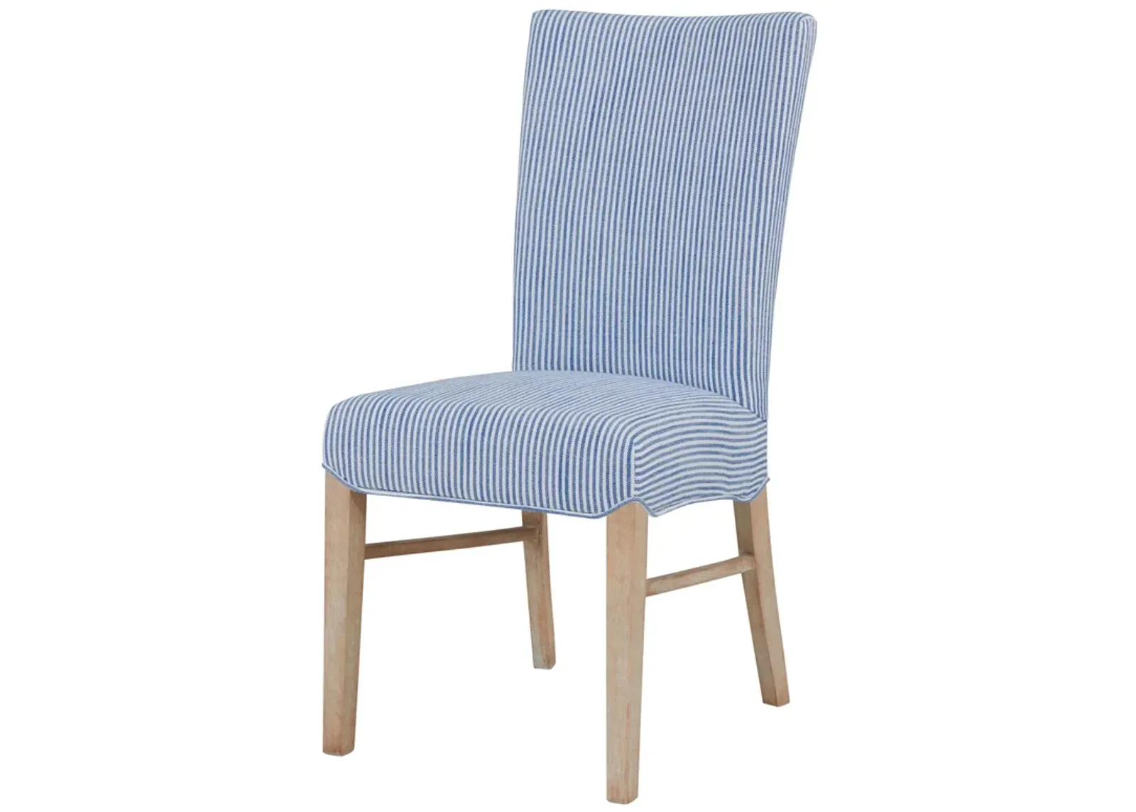 Milton Fabric Dining Side Chair NWO Legs, Blue Stripes (Set of 2)