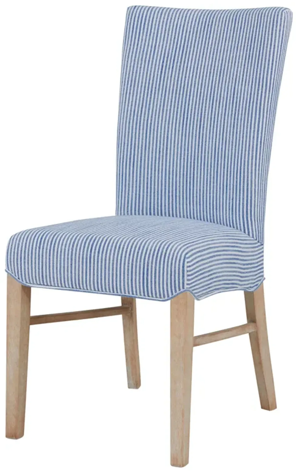 Milton Fabric Dining Side Chair NWO Legs, Blue Stripes (Set of 2)