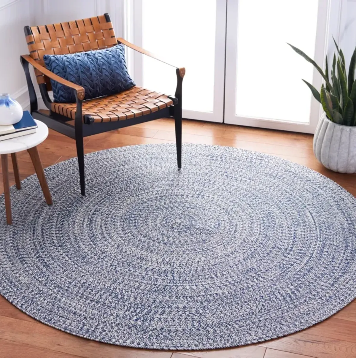 BRAIDED 201 DARK BLUE  9' x 9' Round Round Rug