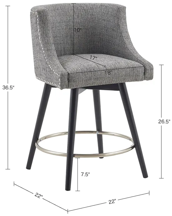 Madison Park Mateo Grey Swivel Counter Stool