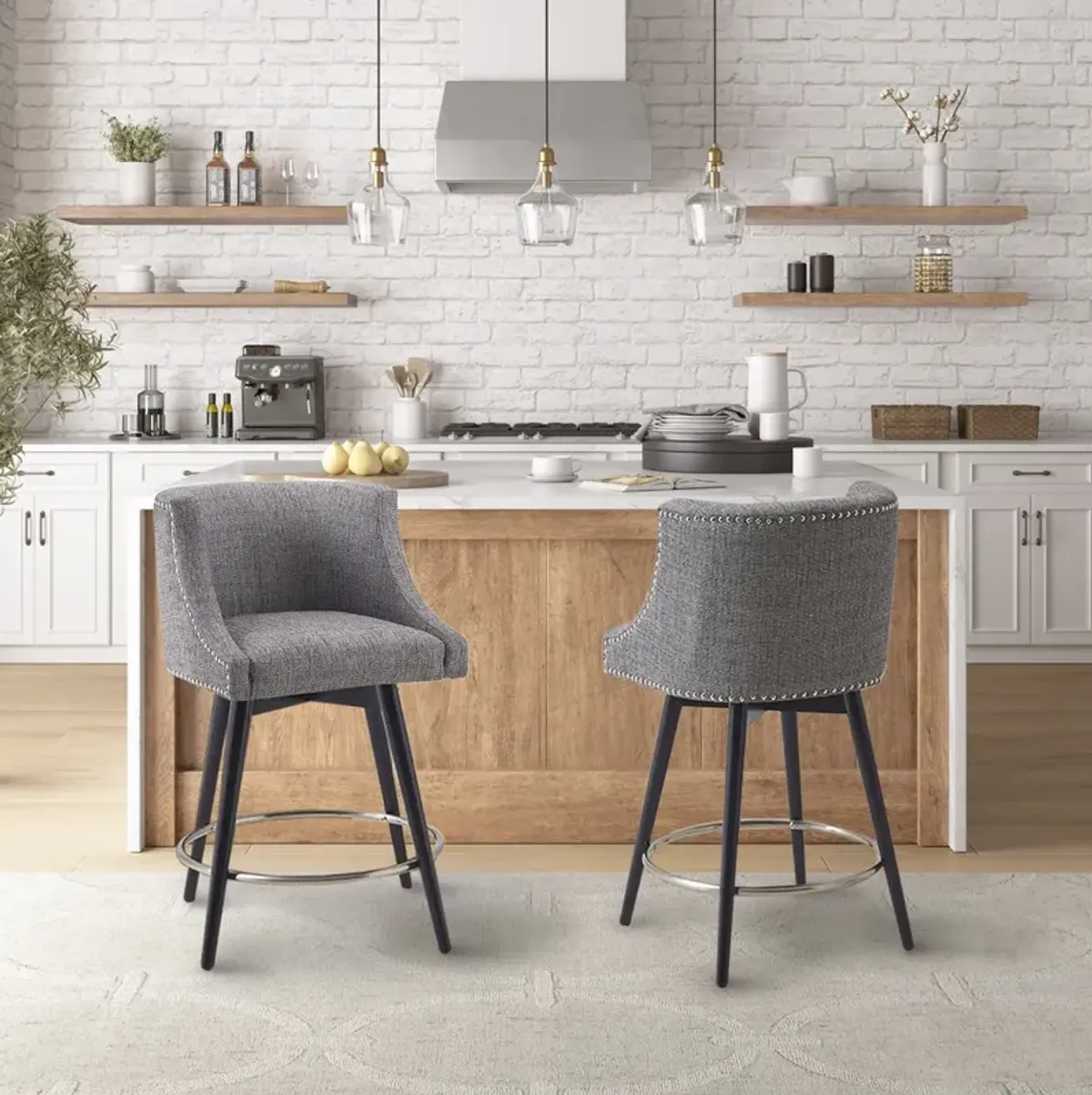 Madison Park Mateo Grey Swivel Counter Stool