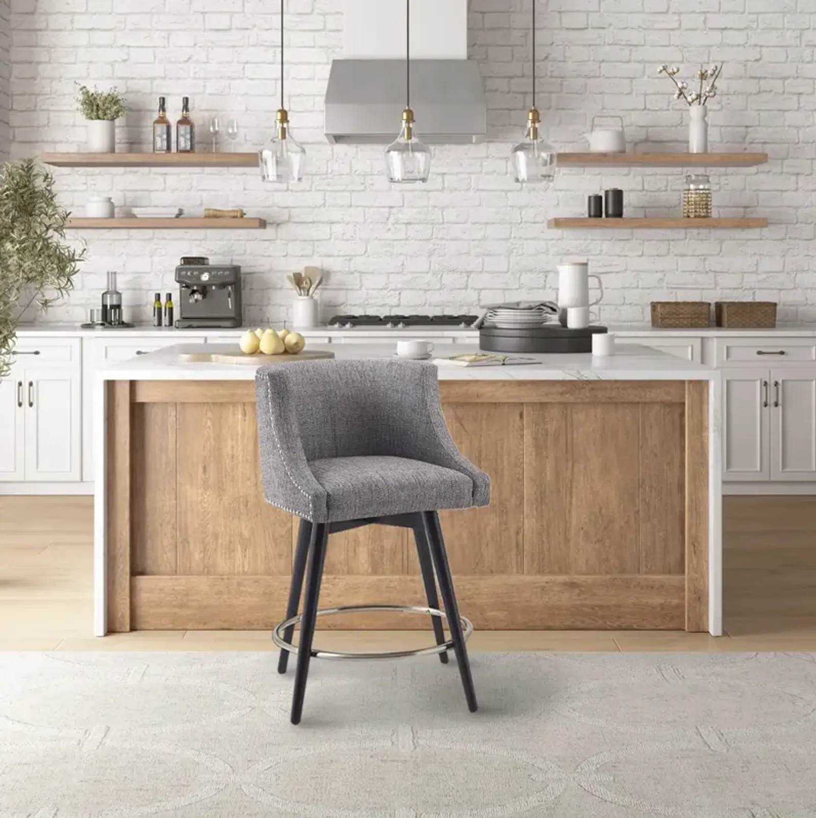 Madison Park Mateo Grey Swivel Counter Stool