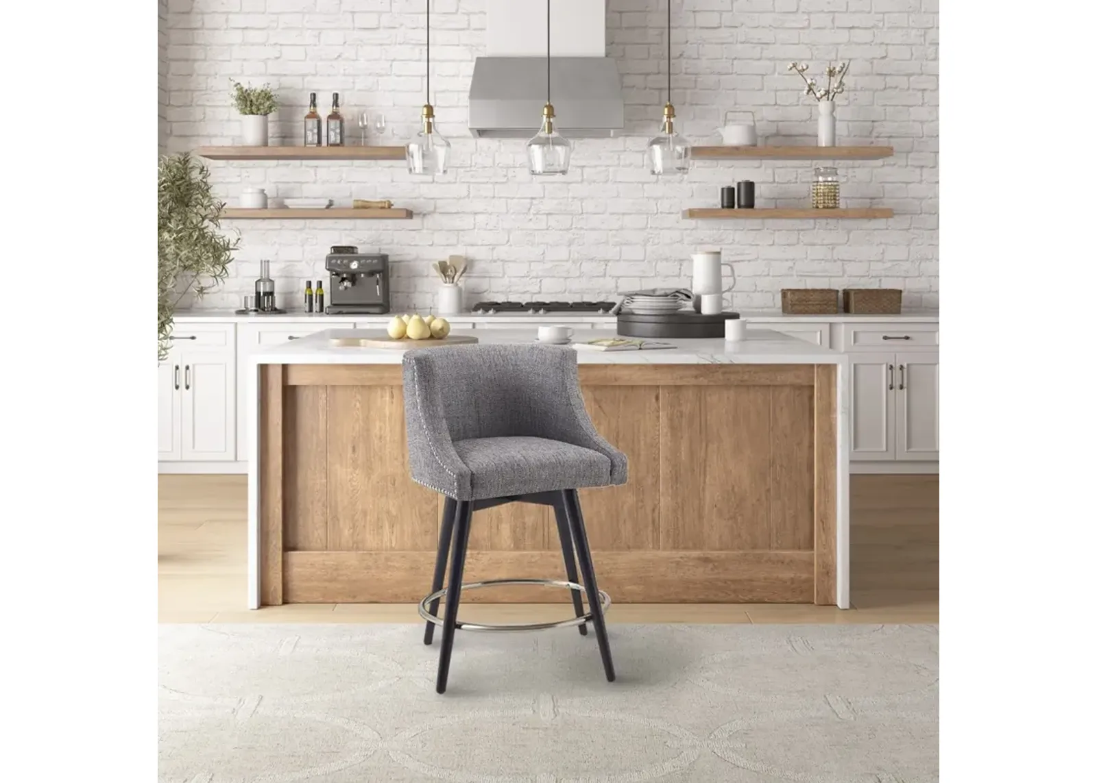 Madison Park Mateo Grey Swivel Counter Stool