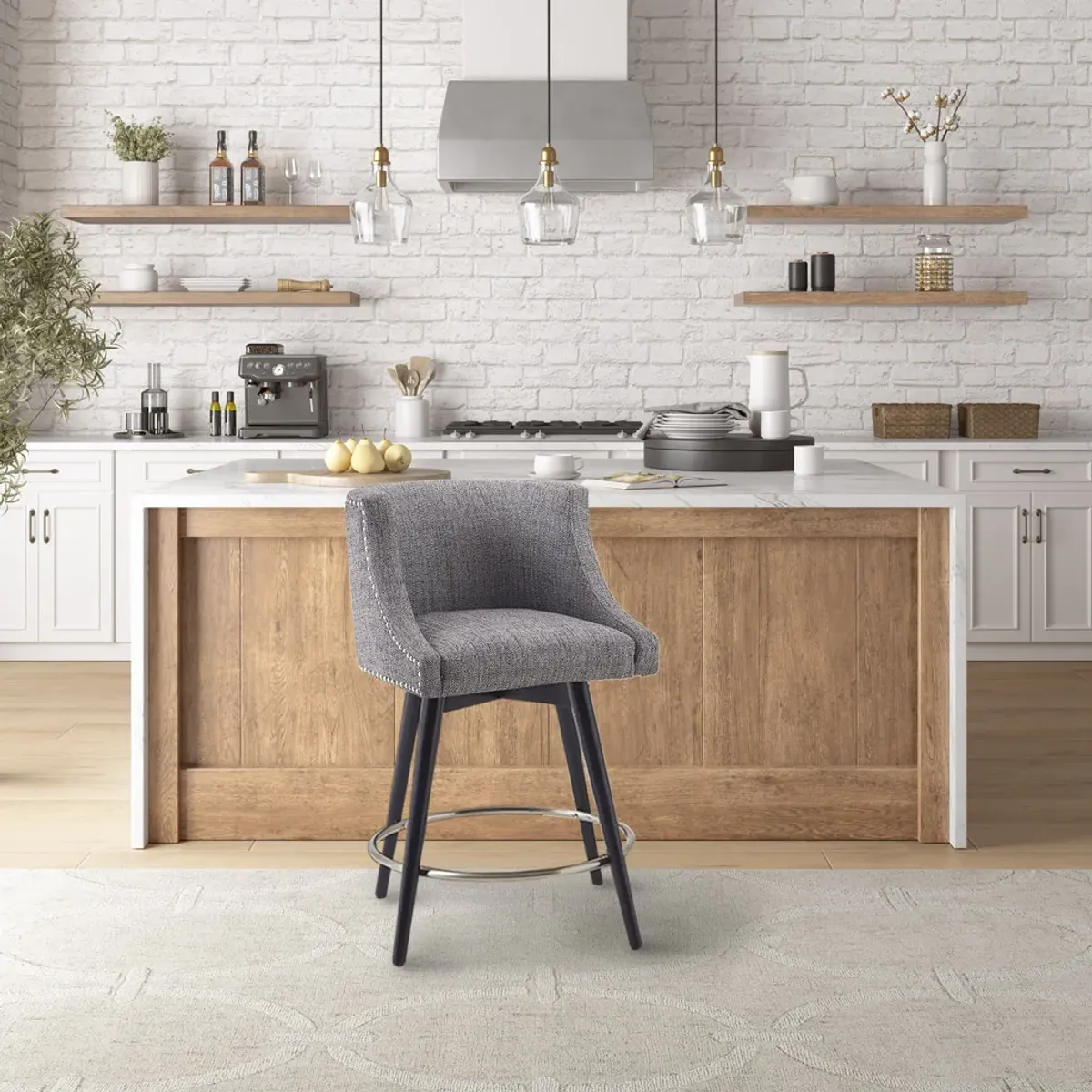 Madison Park Mateo Grey Swivel Counter Stool