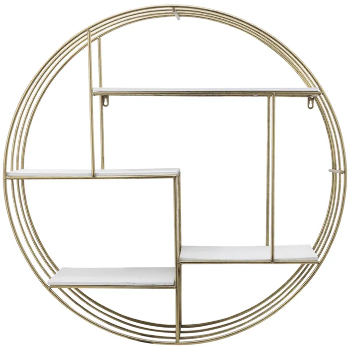 Round 31.5" Wood/metal Wallshelf, Gold