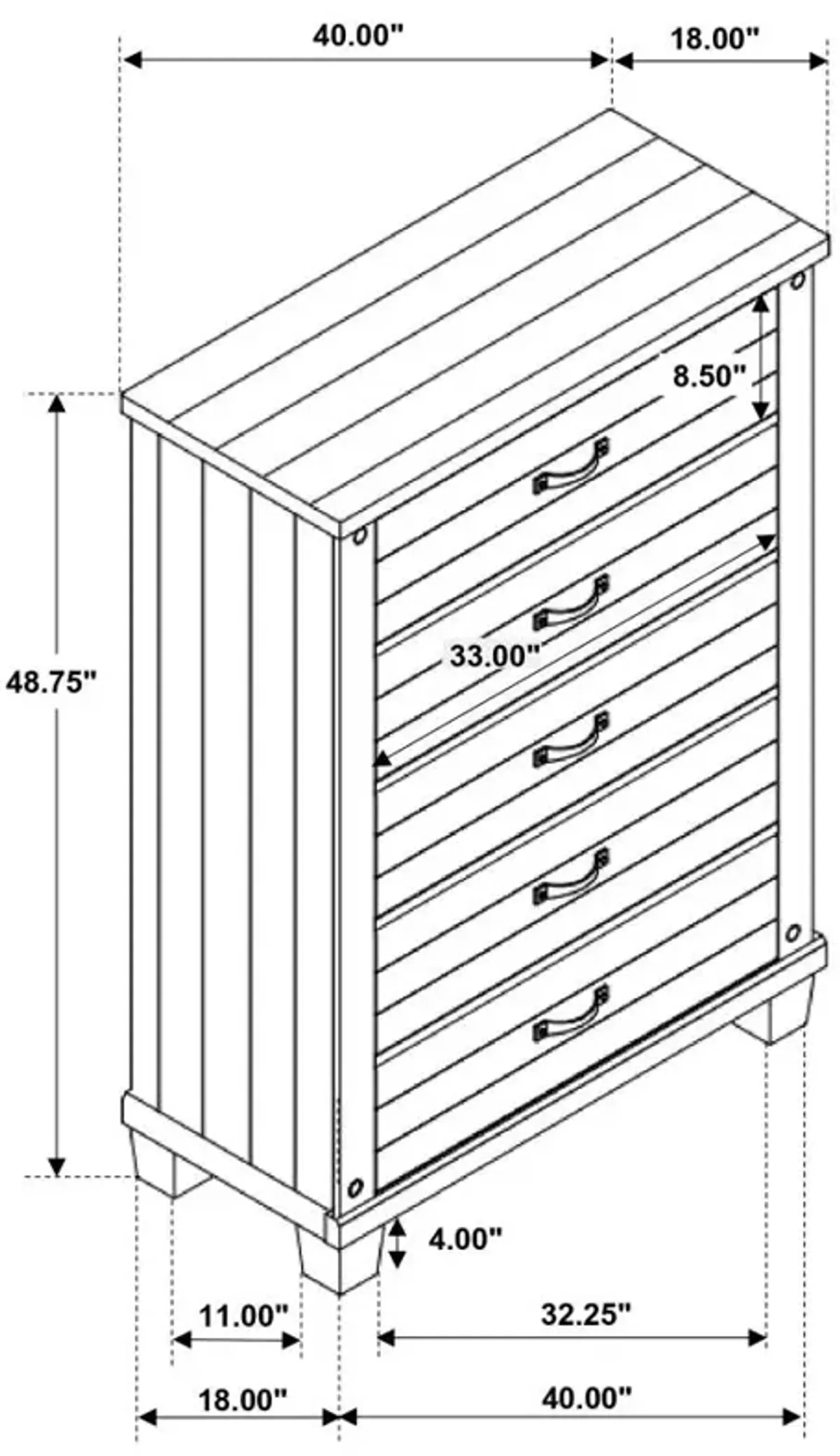 Lilith 5-drawer Chest Distressed Grey and White