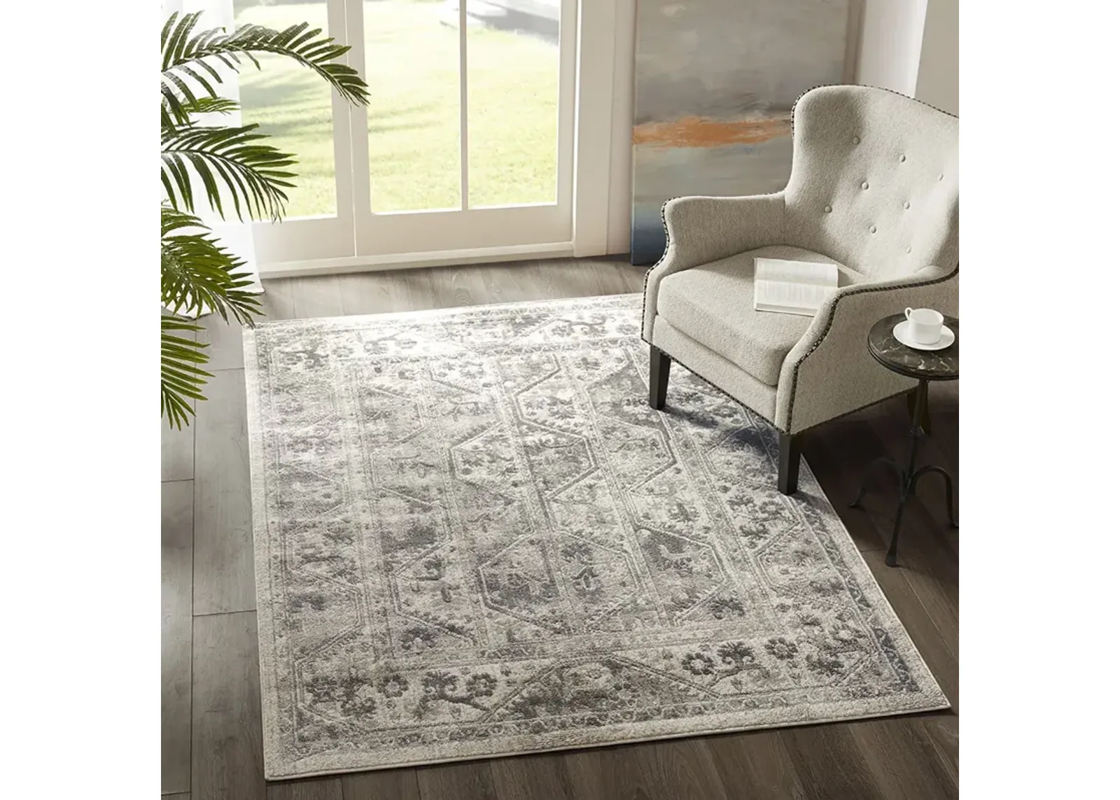 Madison Park Dakota  Beige/Cream Tiled Border Area Rug