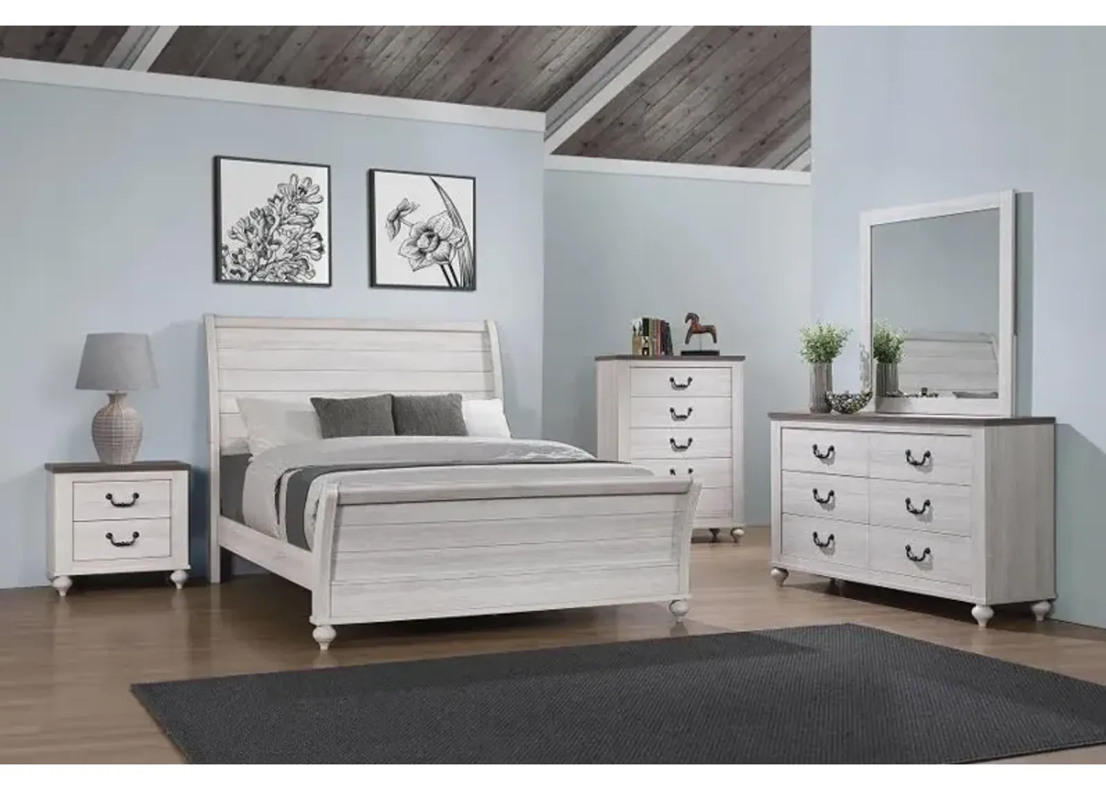 Stillwood 5-piece California King Panel Bedroom Set Vintage Linen