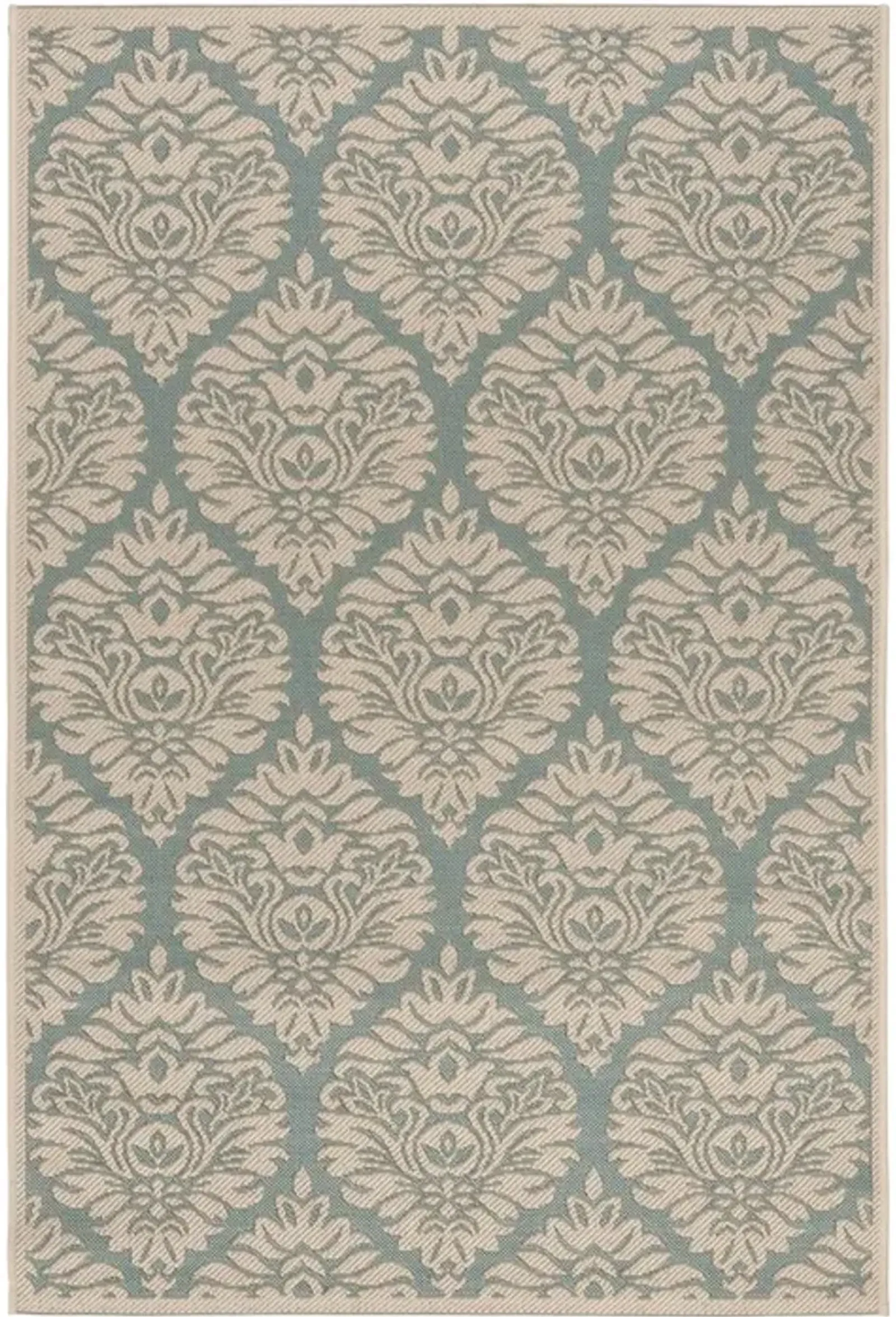 Safavieh BEACH HOUSE Collection BHS135K-5 Aqua / Cream 5'-3" X 7'-6"