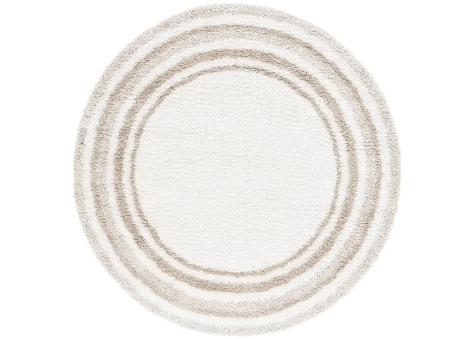 BORDER & STRIPE SHAG 251 Beige 6'-7' X 6'-7' Round Round Rug