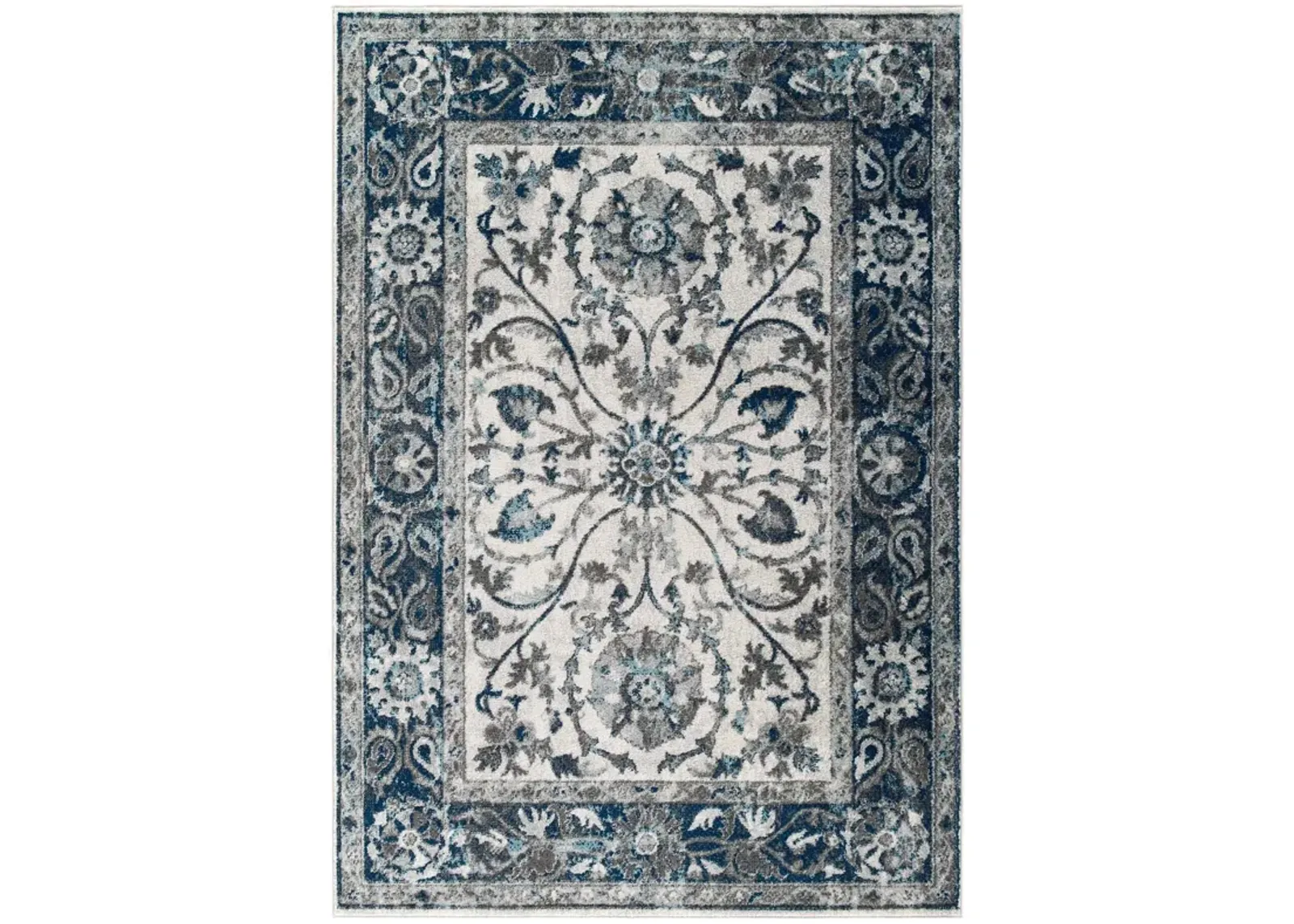 Entourage Samira Distressed Vintage Floral Persian Medallion 5x8 Area Rug