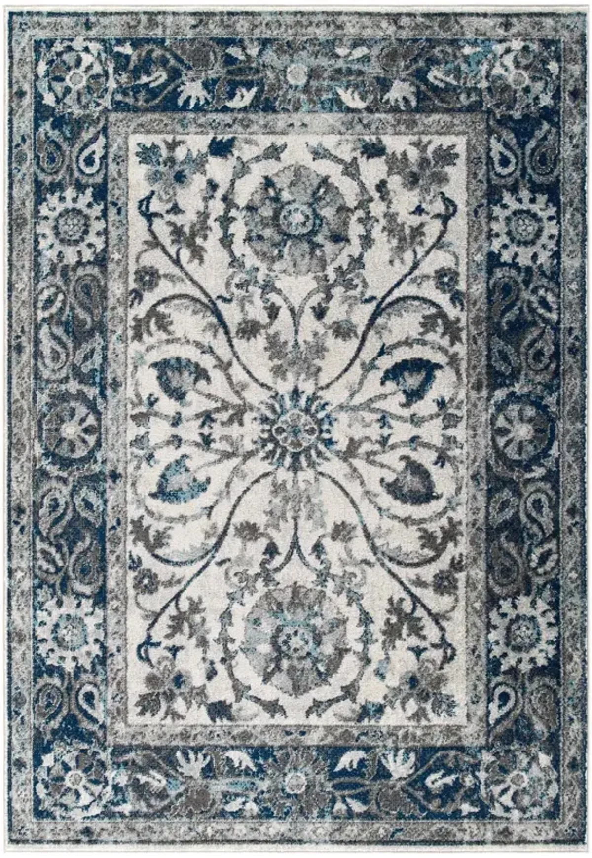 Entourage Samira Distressed Vintage Floral Persian Medallion 5x8 Area Rug