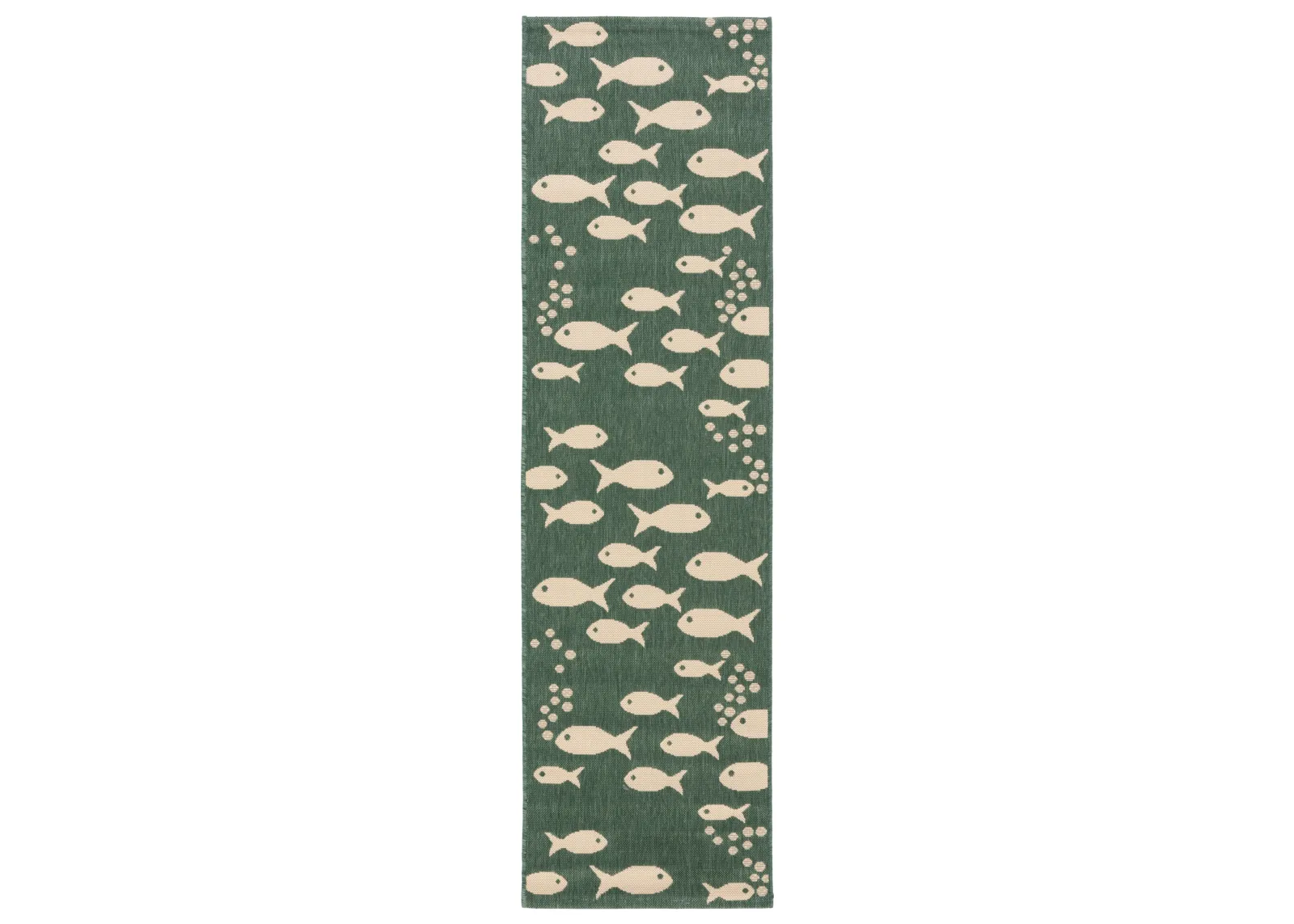 COURTYARD 6012 DARK GREEN  2'-3' x 12' Runner Rug