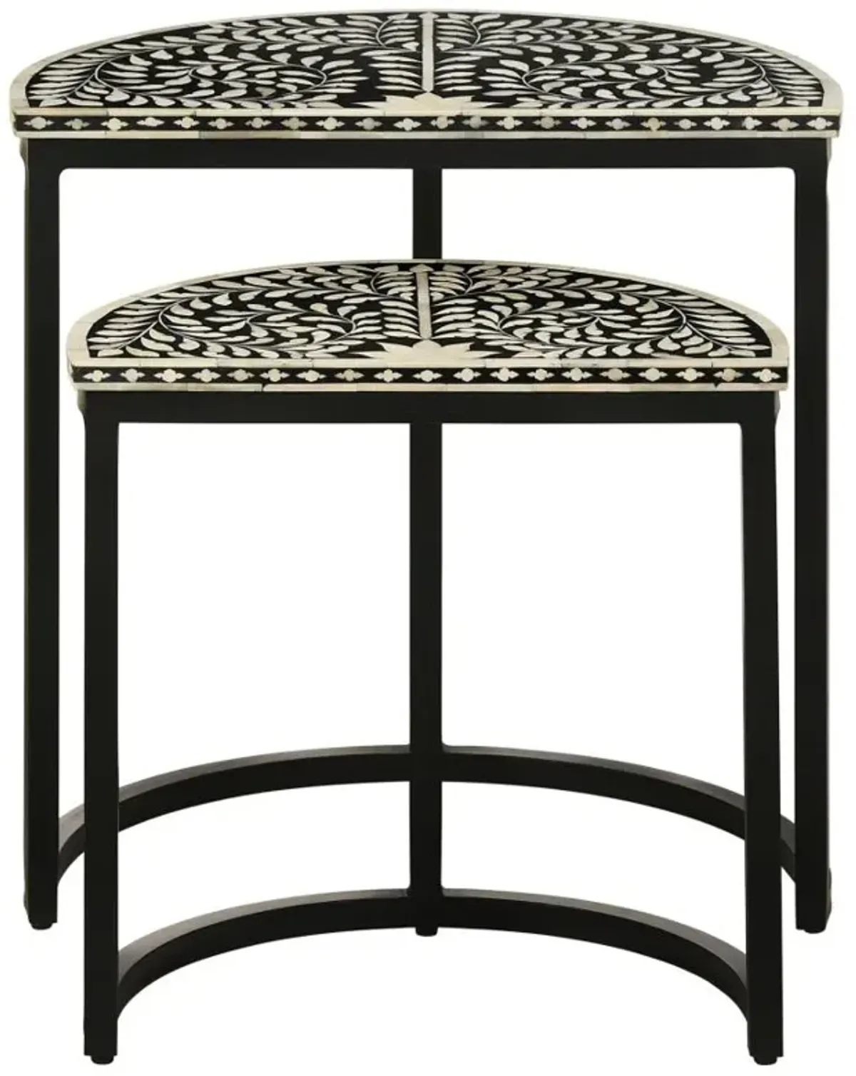 Zakiya 2-piece Demilune Nesting Table Black and White