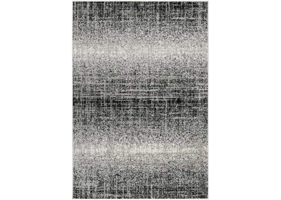 Adirondack Contemporary Silver / Black 2'-6" X 18' Powerloomed Rug