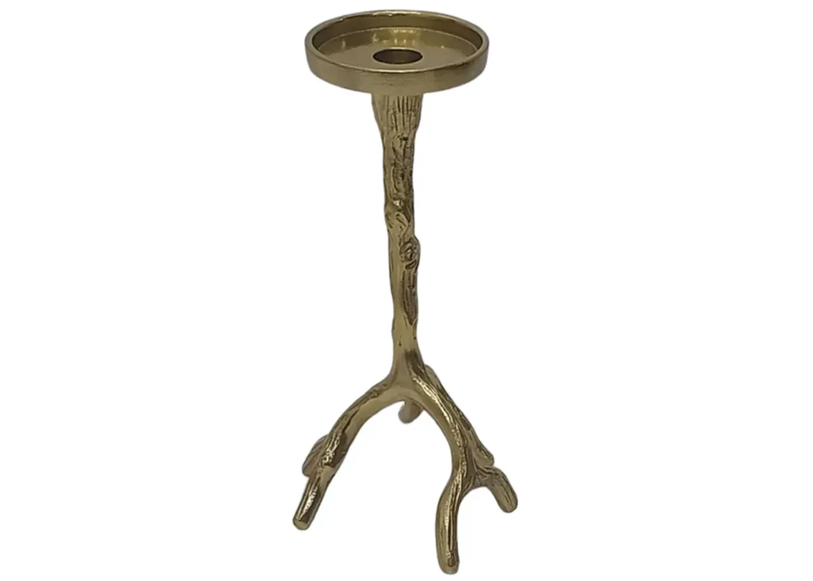 10" Roots Pillar & Taper Candle Holder, Gold