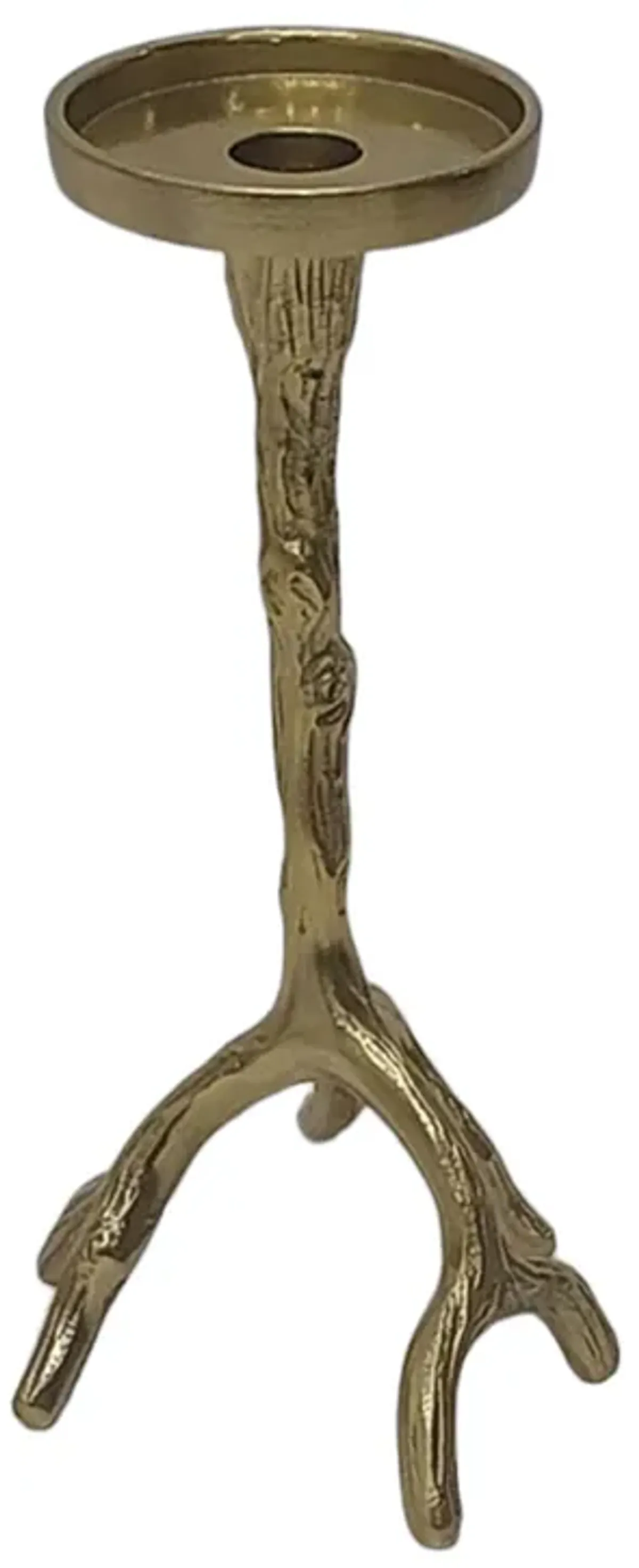 10" Roots Pillar & Taper Candle Holder, Gold