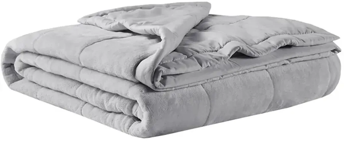 Madison Park Coleman Grey Reversible HeiQ Smart Temperature Down Alternative Blanket