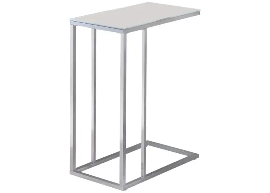 Rhiannon Glass Top Accent Table Chrome And White