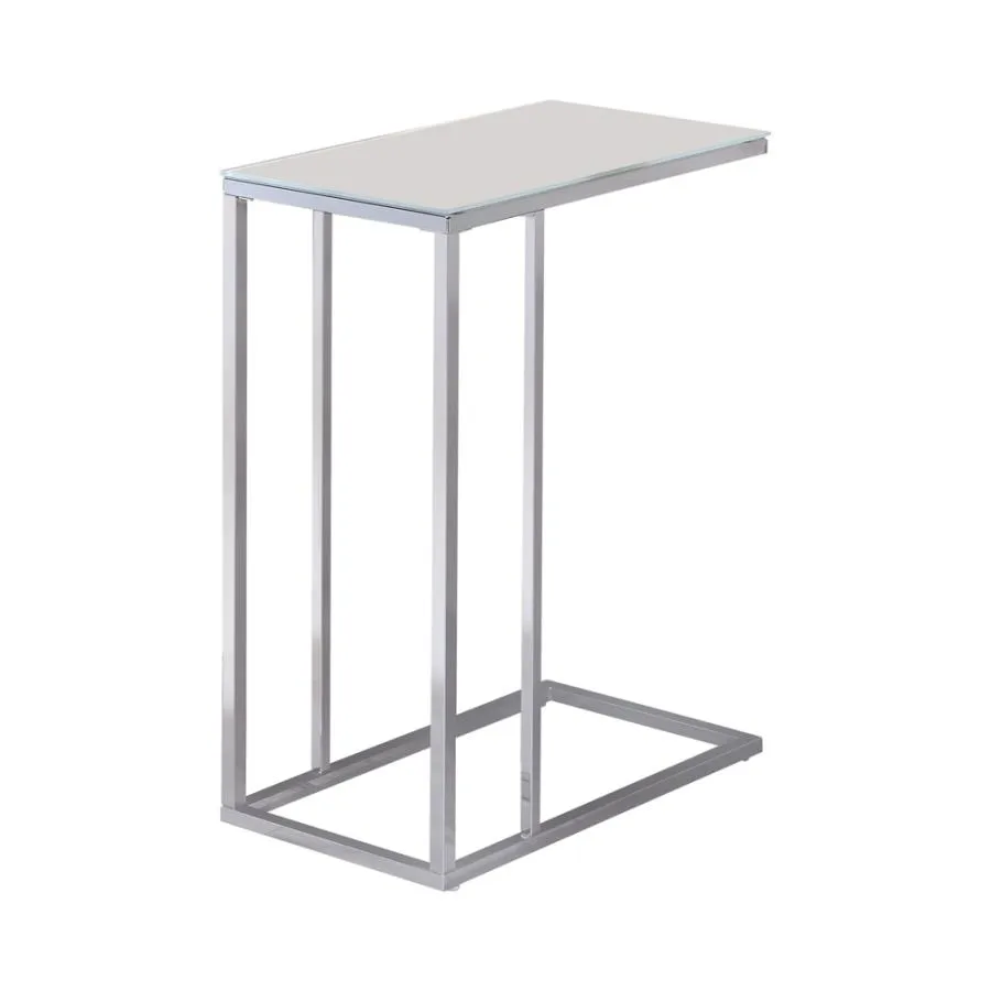 Rhiannon Glass Top Accent Table Chrome And White