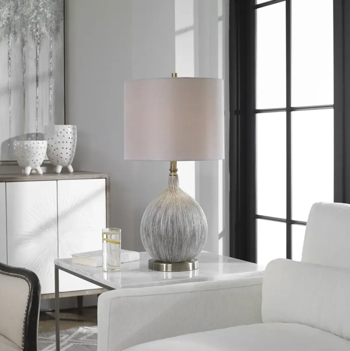 Hedera Textured Ivory Table Lamp