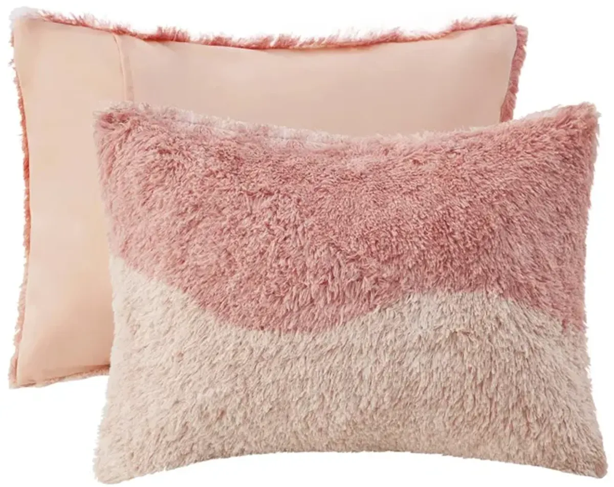 Intelligent Design Cassie Blush Multi Ombre Shaggy Faux Fur Comforter Set