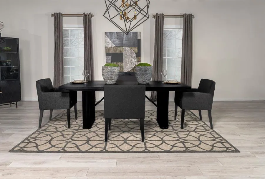 Catherine 5-piece Double Pedestal Dining Table Set Charcoal Grey and Black