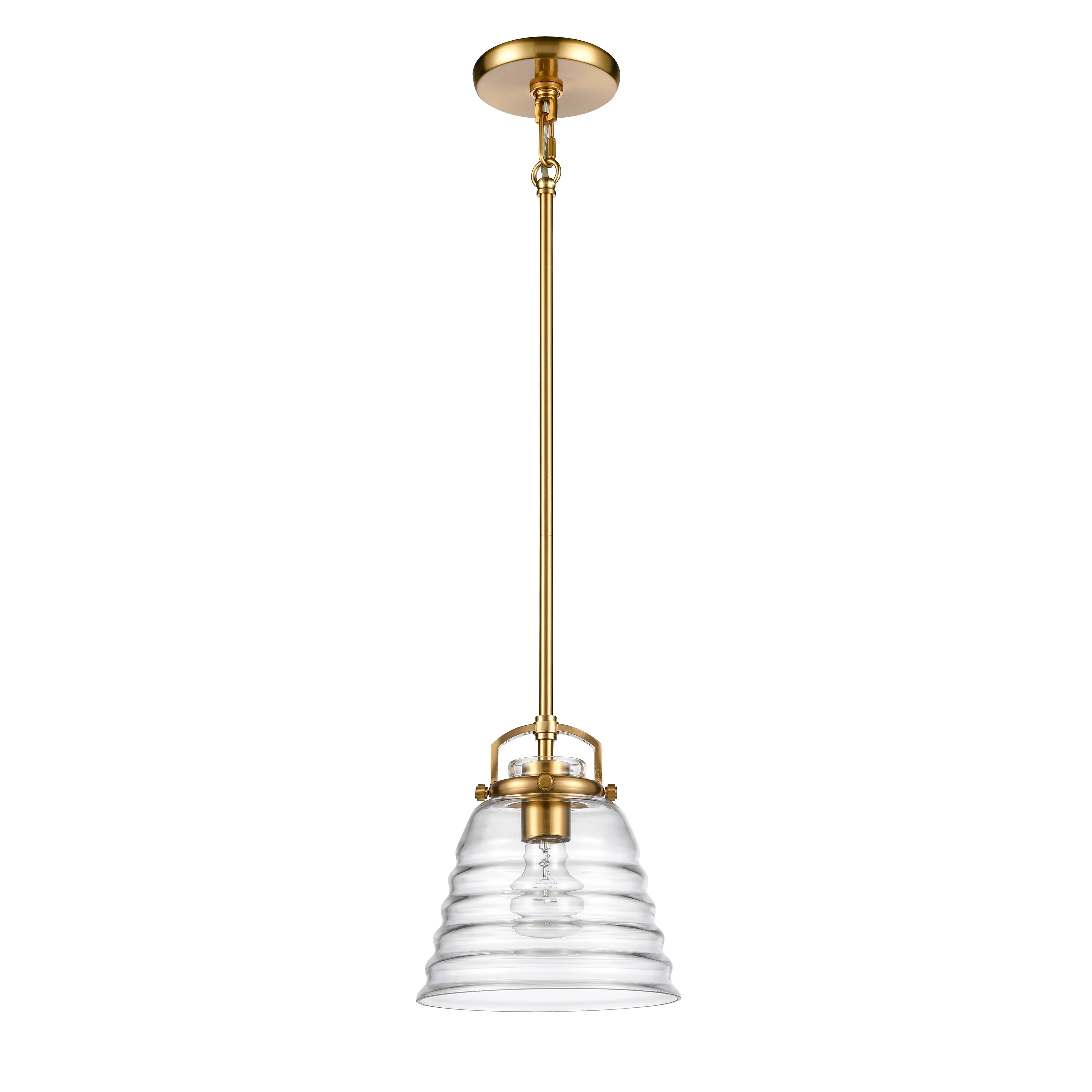 Current 8" Wide 1-Light Pendant - Satin Brass