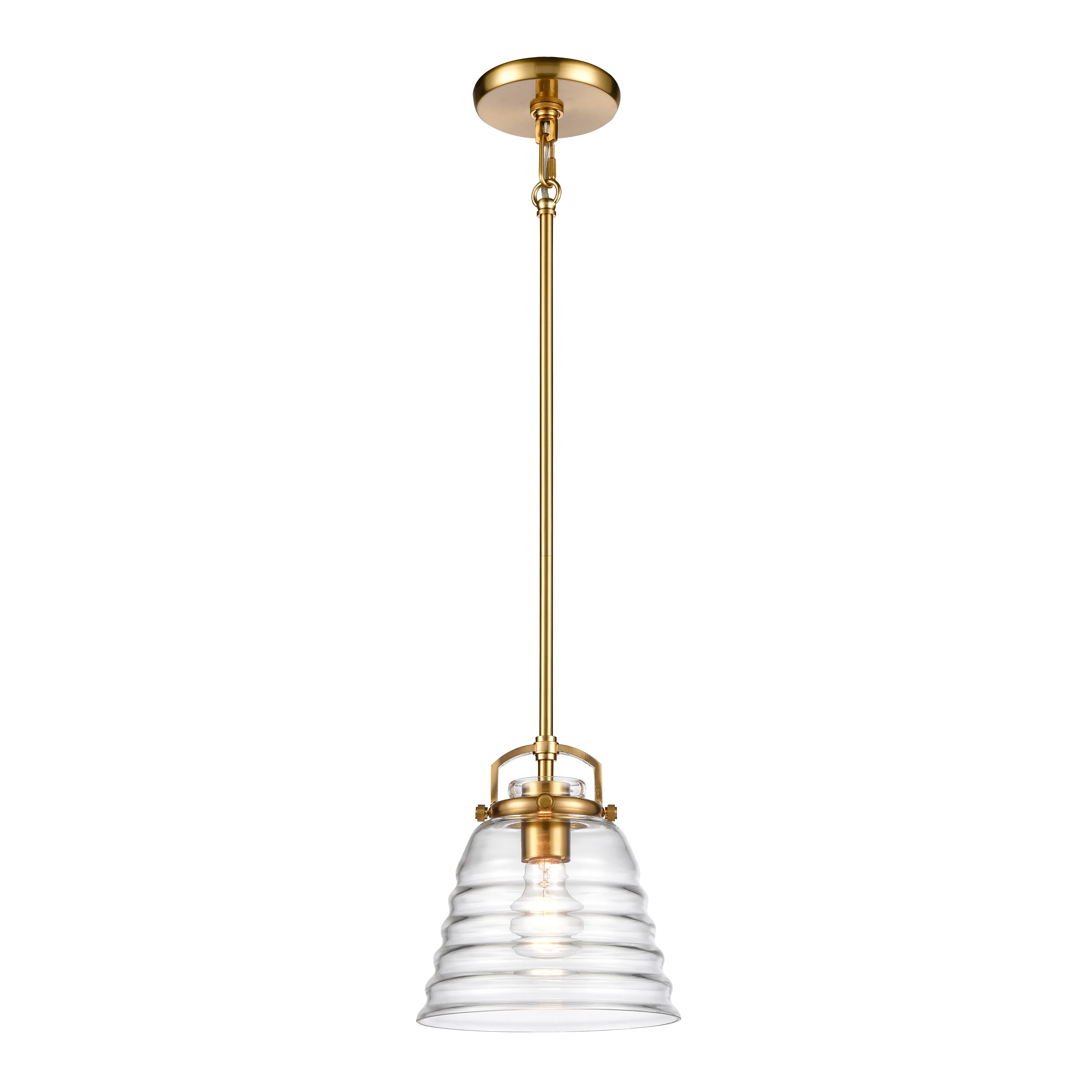 Current 8" Wide 1-Light Pendant - Satin Brass