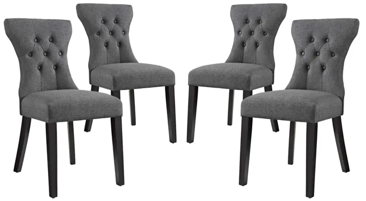 Silhouette Dining Side Chairs Upholstered Fabric Set of 4