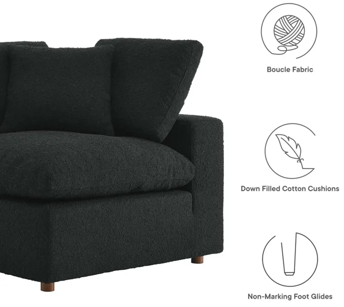 Commix Down Filled Overstuffed Boucle Fabric Corner Chair