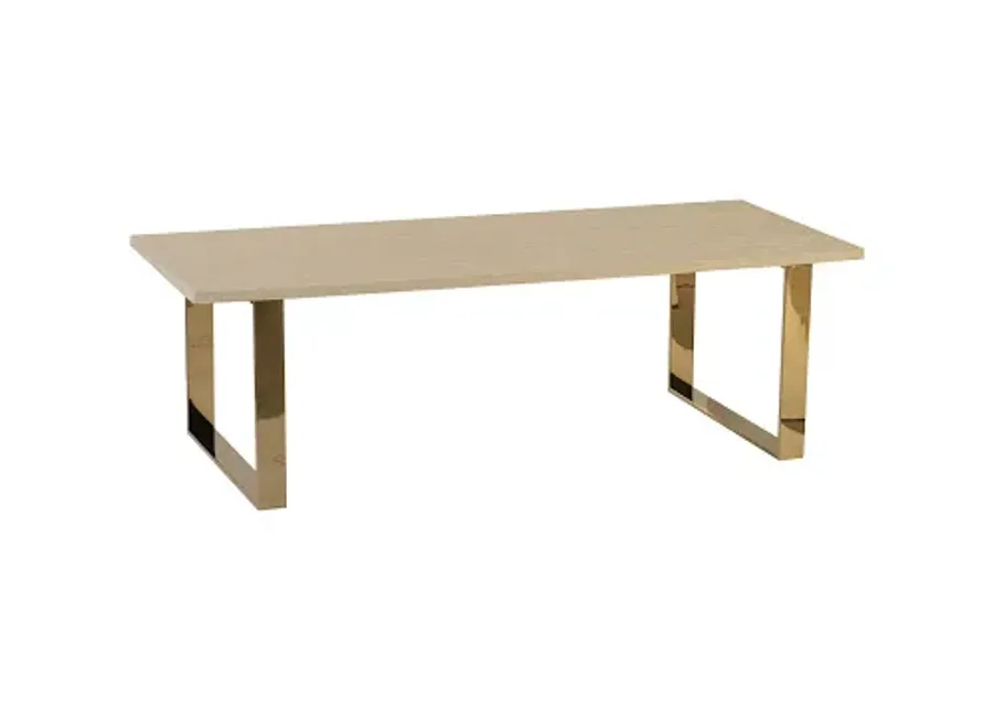 atlantic dining table, plated brass legs, bone, antler