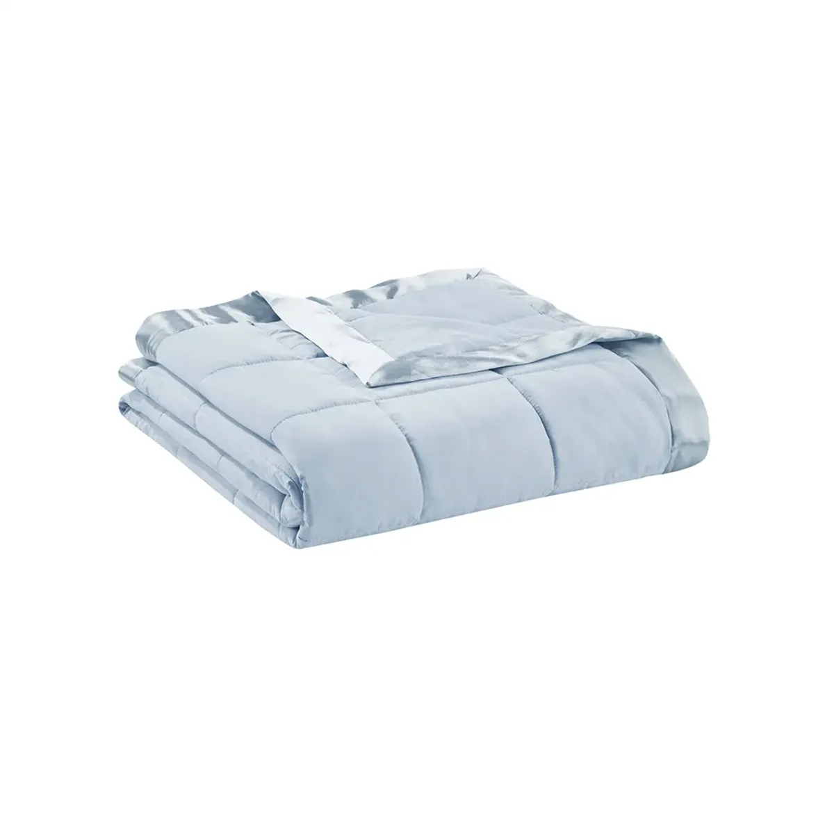 Madison Park Windom Blue Lightweight Down Alternative Blanket with Satin Trim