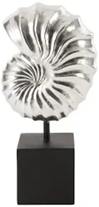 nautilus shell on base, silver leaf