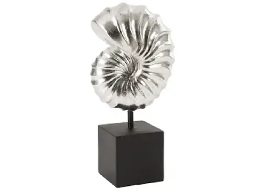 nautilus shell on base, silver leaf