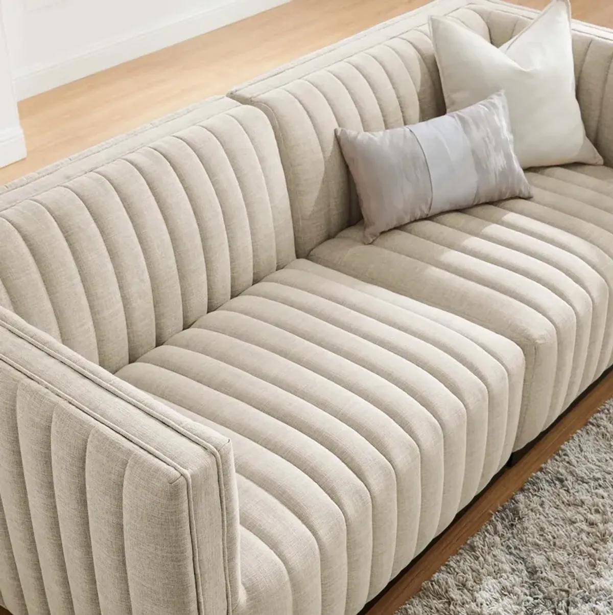 Conjure Channel Tufted Upholstered Fabric Loveseat