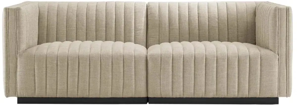 Conjure Channel Tufted Upholstered Fabric Loveseat