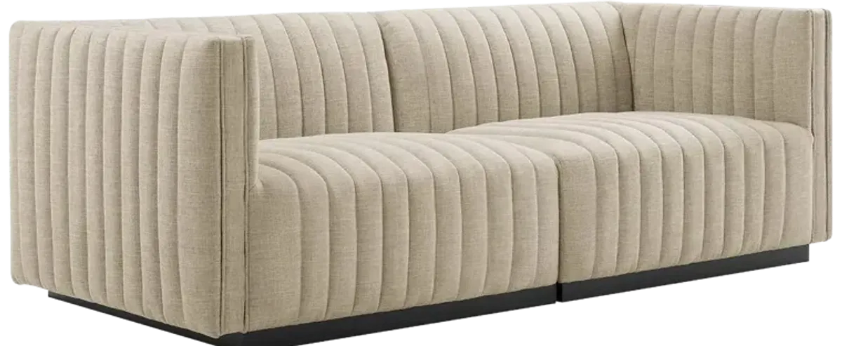 Conjure Channel Tufted Upholstered Fabric Loveseat