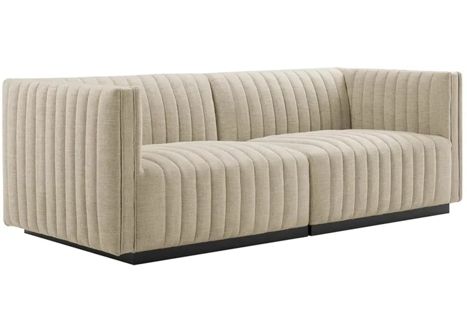 Conjure Channel Tufted Upholstered Fabric Loveseat