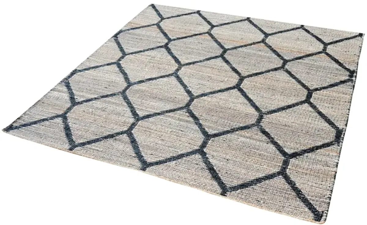 Econ Jacquard Weave Jute Rug in Natural and Black