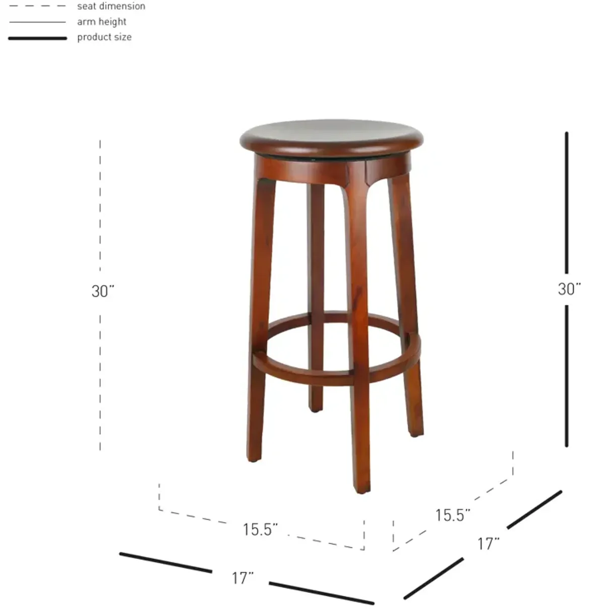 Foxy Mahogany Swivel Bar Stool, Cinnamon Brown