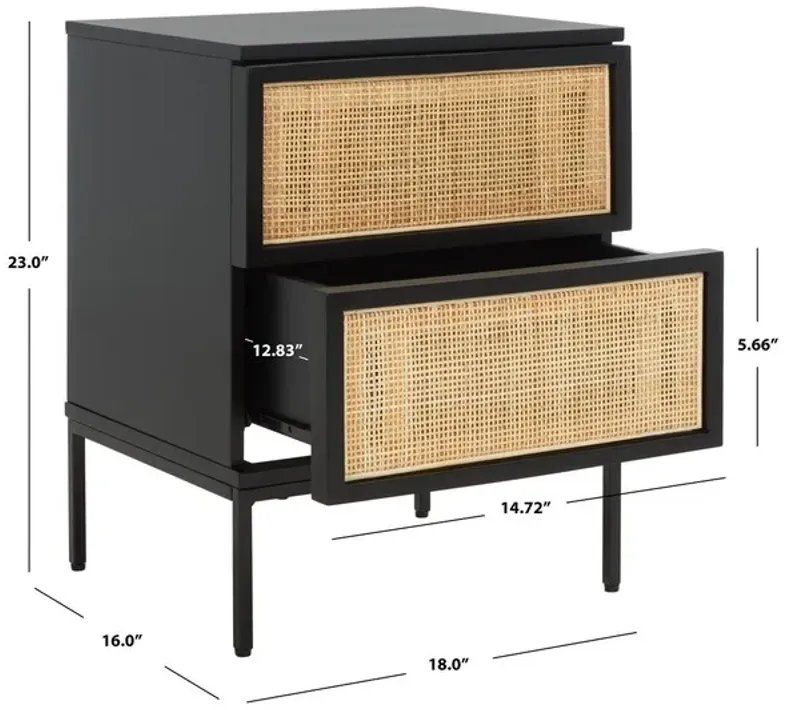 ZADIE 2 DRAWER RATTAN NIGHTSTAND