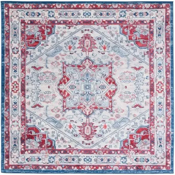 Brentwood 852 Ivory / Red 6'-7" X 6'-7" Square Square Powerloomed Rug