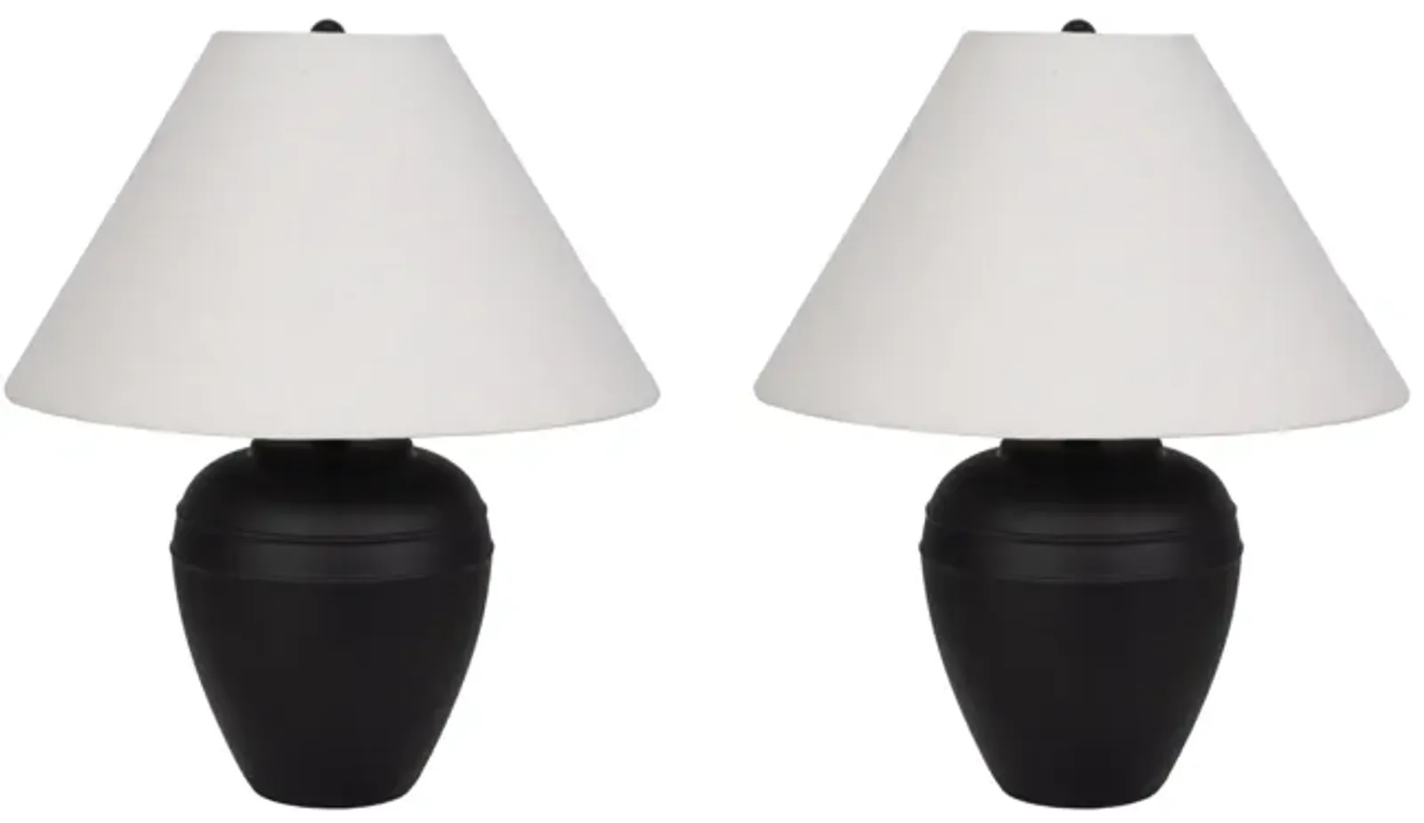 21" Textured Table Lamp Tapered Shade, Black/white