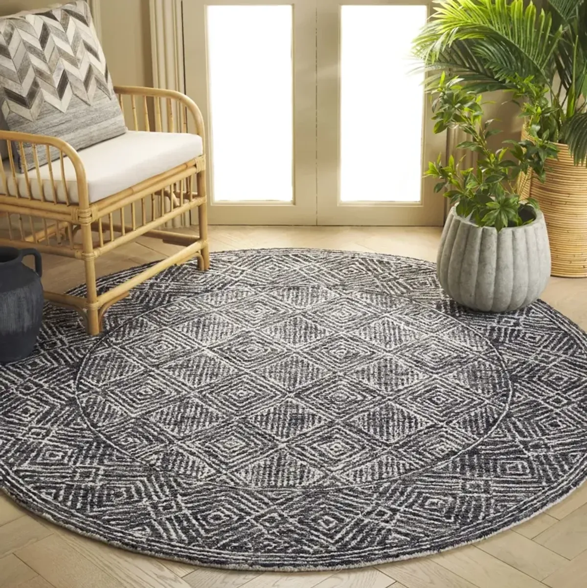 EBONY 204 CHARCOAL  6' x 6' Round Round Rug