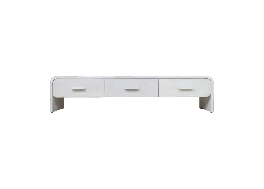 Wood, 71"l Media Stand W/ 3 Drawers, Whitewash