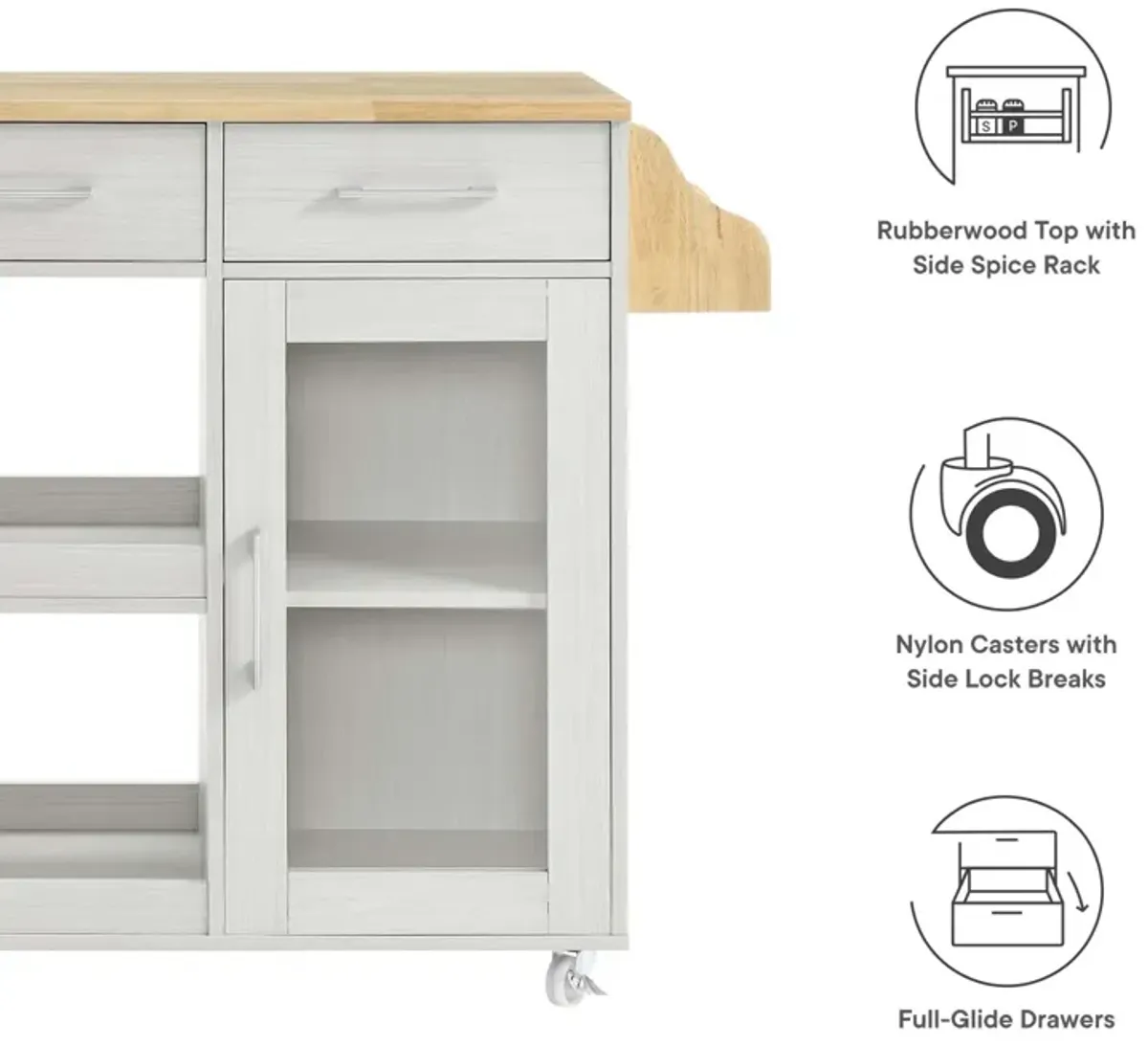 Culinary Kitchen Cart With Spice Rack